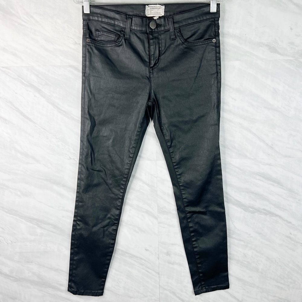 CURRENT/ELLIOTT The Stiletto Black Coated Skinny Pants 28